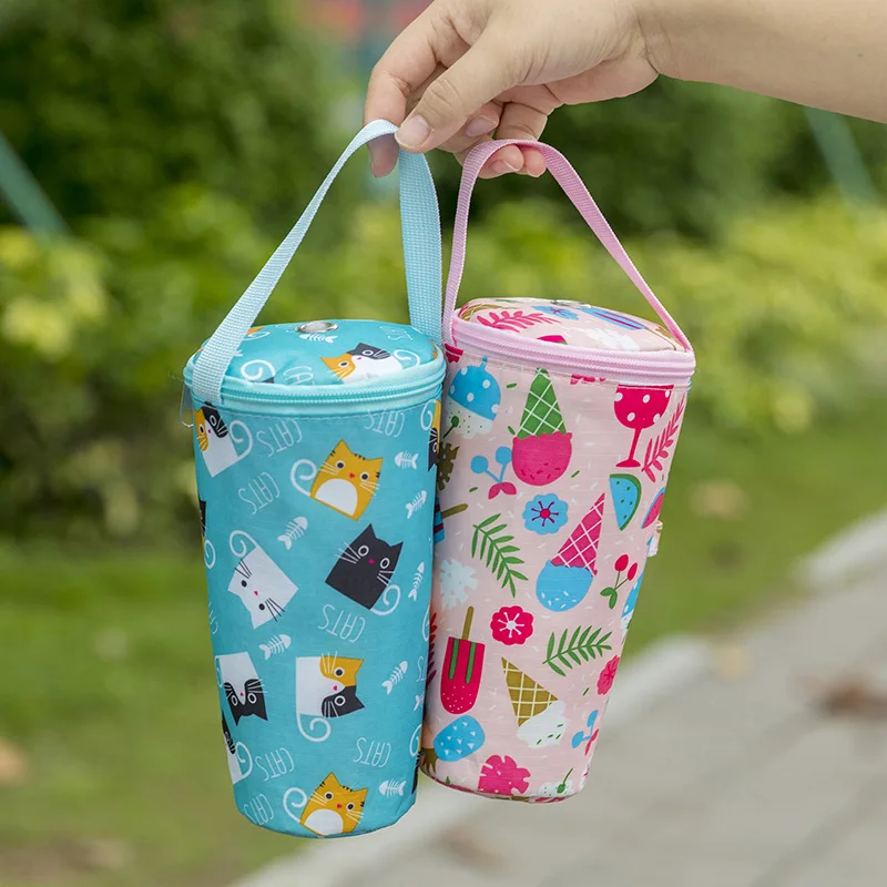 Tragbare Milchtee-Tragetasche, Wärmeisolierende Tasche, Isolierte Becherhülle, Regenschirm-Tasche, Handtasche, Camping-Trinkzubehör
