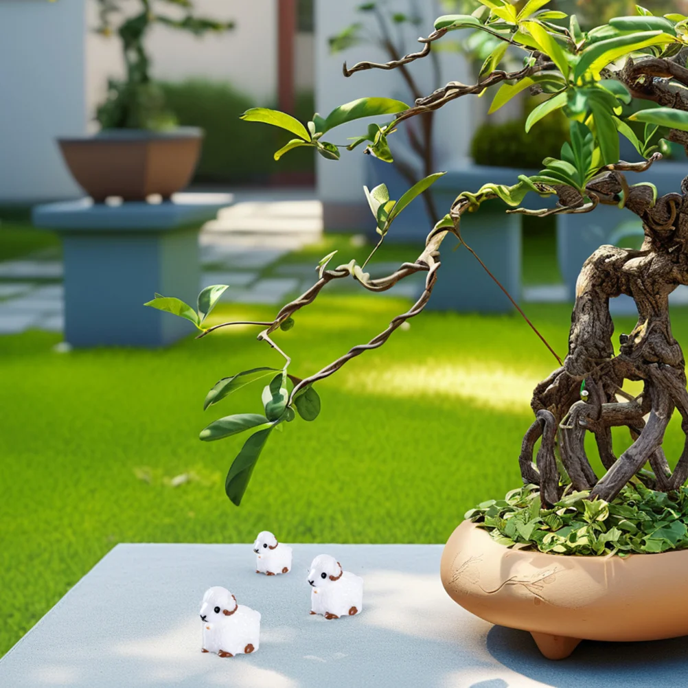 

10Pcs Mini Sheep Ornaments Moss Micro Landscape Statue Tiny Sheep Figurines Fairy Garden Decorations Tiny Landscape Statue