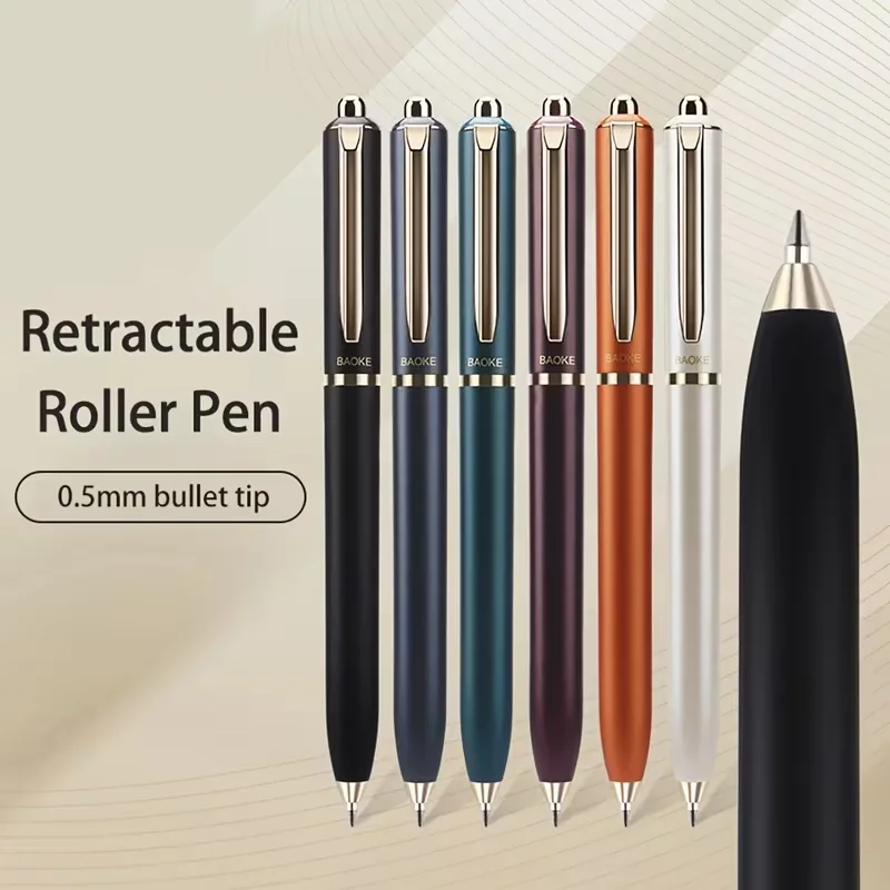 2Pcs Direct Liquid Press-Type Water-Based Pens, High-Quality Press-Type Gel Pens, Direct Liquid Quick-Dry Rollerball Pens, Press-Type Direct Liquid Ballpoint Pens, 0.5mm Nib, Metal Pen Body Design, Suitable for Office,
