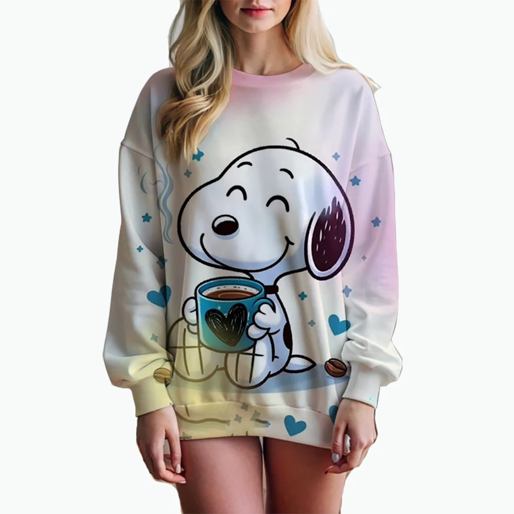 Woman\'s Hoodie New Autumn/Winter Fashion Y2K Snoopy cartoon print Sweatshirts Round Neck Coat Loose Long Sleeve Hatless Hoodie