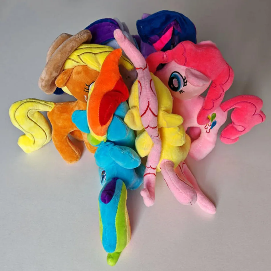 20cm My Little Pony Plushie Plush Toy Twilight Sparkle Rainbow Dash Applejack Rarity Fluttershy Pinkie Pie Soft Filled Doll Gift