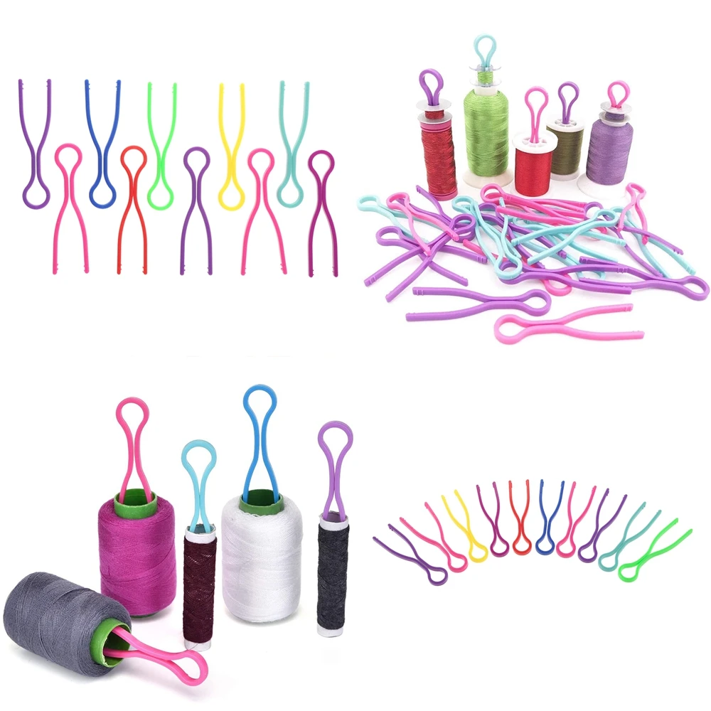 50pcs Random Multicolour Plastic Sewing Bobbin Thread Holders Thread Clip Spool Storage Space Organizer DIY Tools 6.7cm/2.64inch