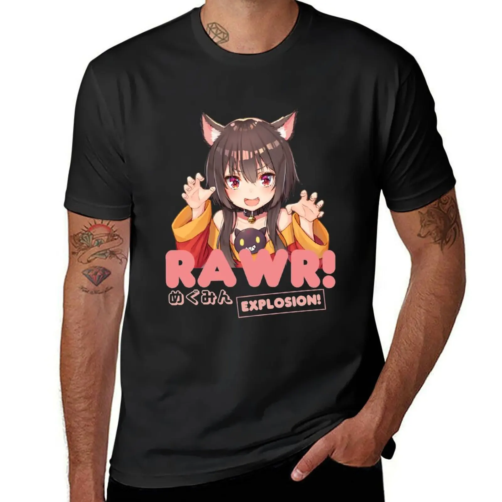 Megumin Neko Rawr! T-Shirt korean fashion plain heavyweights slim fit t shirts for men