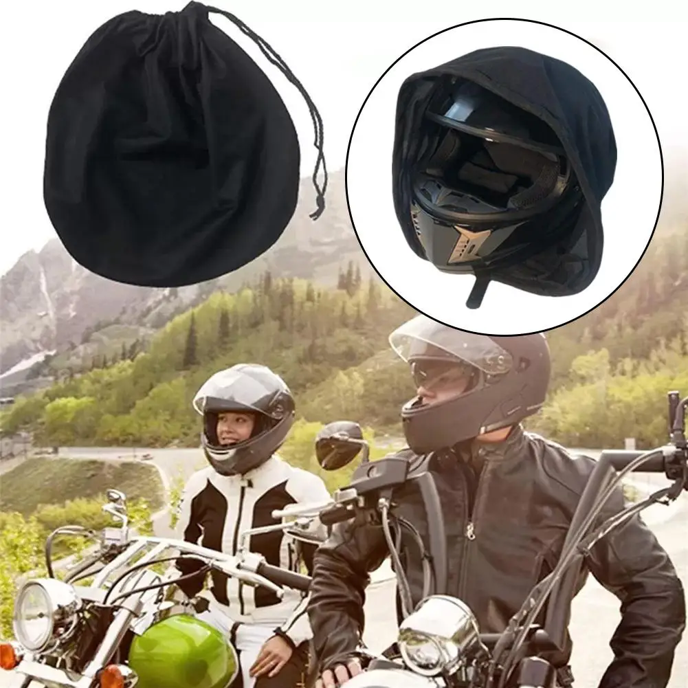 

S/M/L Black Plush Draw Pocket For Motorcycle Scooter Moped Helmet Lid Protect Bag Helmet Accessories U6T7