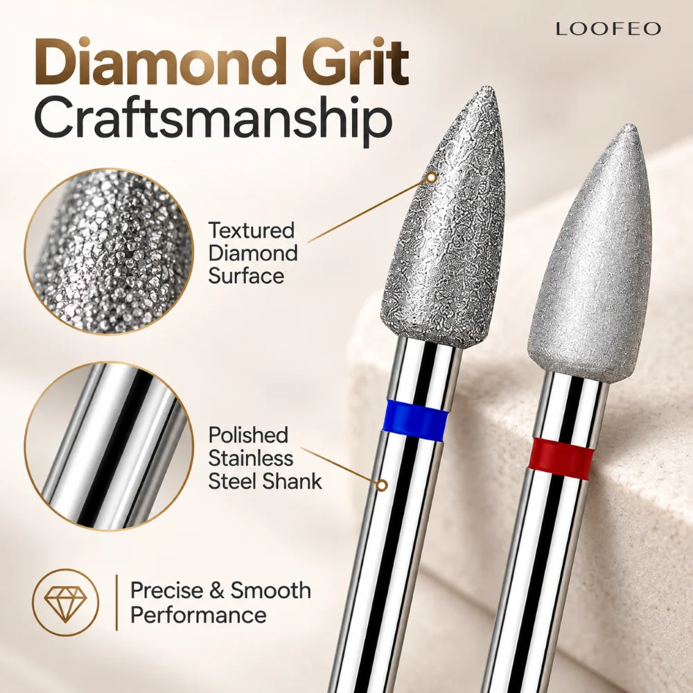2.5-4mm Nail Drill Bits Diamond Cuticle Milling Cutter for Manicure Pedicure Accessories Removing Dead Skin Burrs Medium Fine
