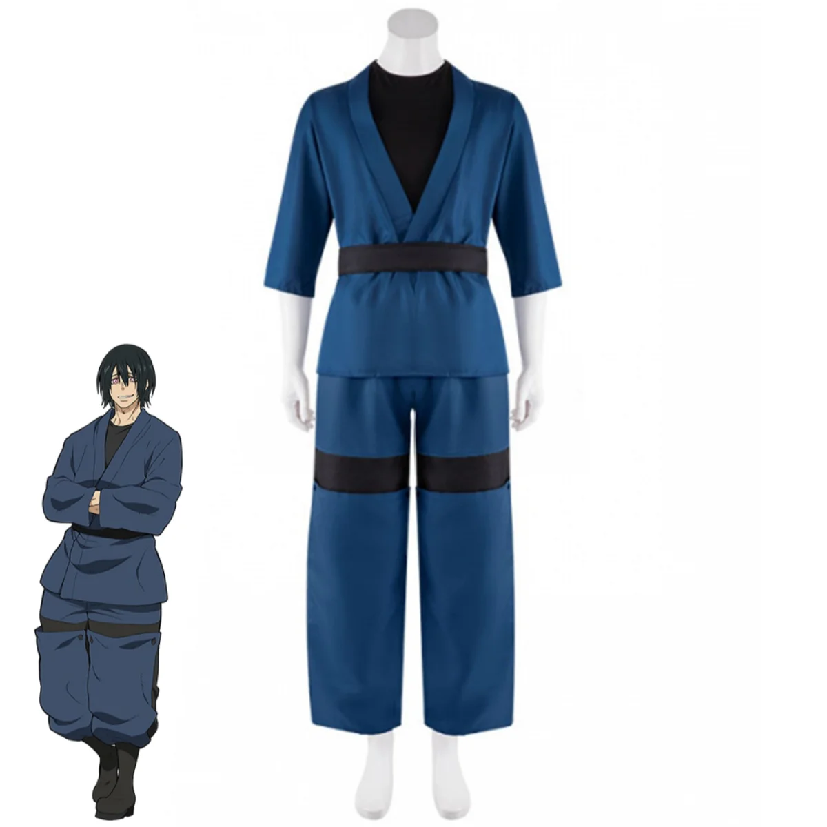 Anime Fire Force Shinmon Benimaru Cosplay Kostüm Blau Japanische Praxis Uniform Tops Perücke Erwachsener Mann 2025, Halloween Karneval Anzug