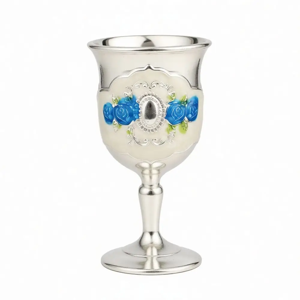 Vintage European Metal Liquor Cup Luxury Household Wine Goblet Table Decorative Craftsmanship Elegant Spirits Small Glass