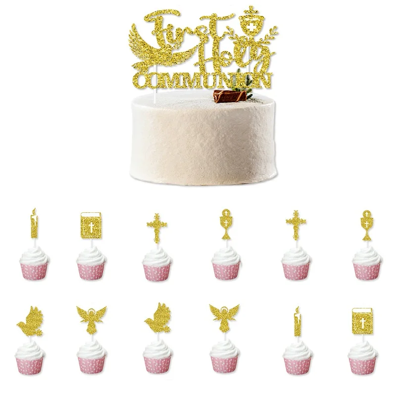 Pierwsza wkładka do ciasta komunii świętej, Baby Shower, chrzciny, tort chrztu, przyjęcie urodzinowe, krzyż biblijny