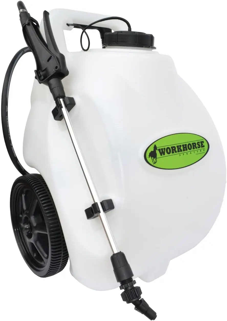 LG05SSG2 Rechargeable Spot Sprayer - White Portable Sprayer with Wheels, Vertical & Horizontal Stream Range, 5 Gallon Tank