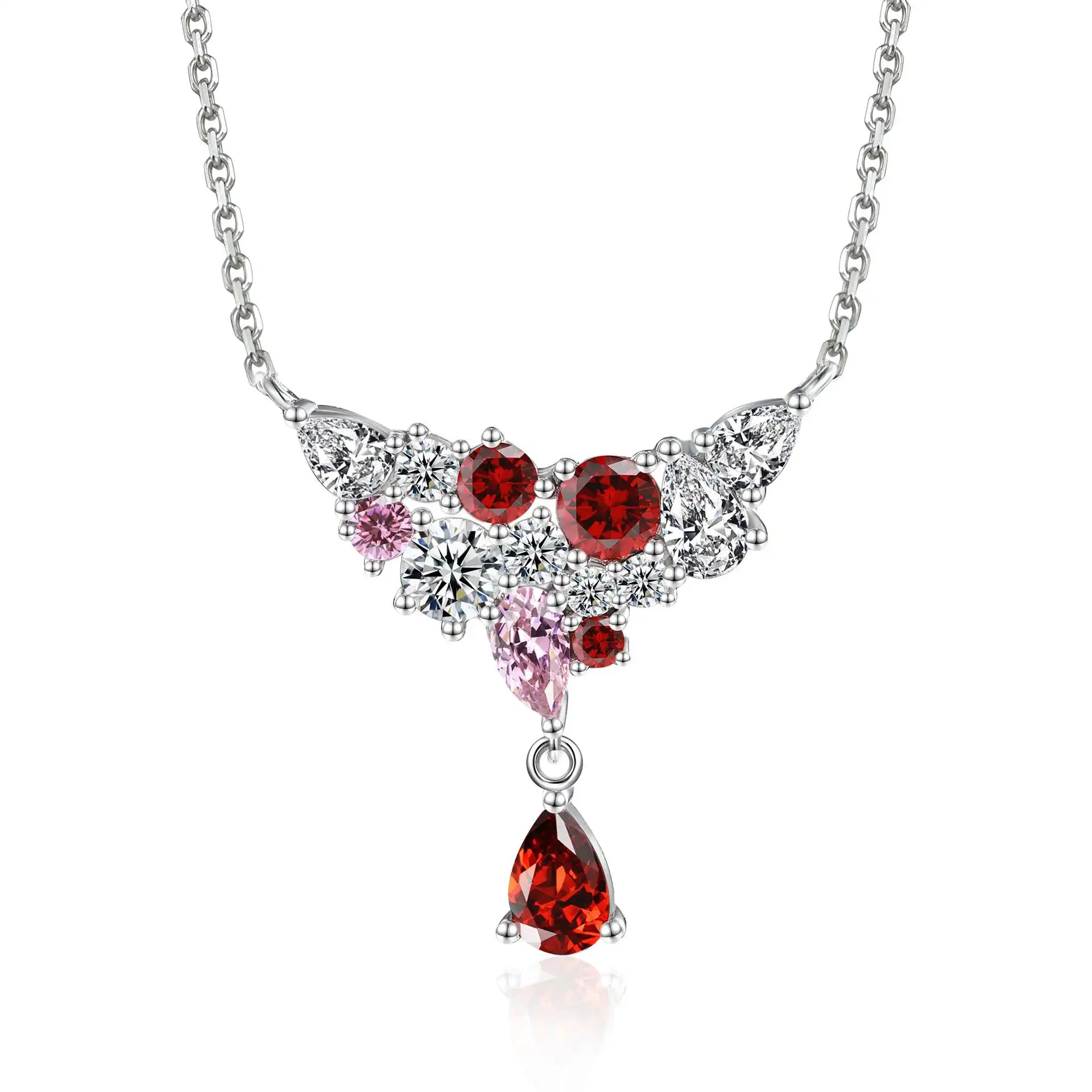 

Trendy 925 Silver Necklaces Jewelry CZ Zirconia Stone Necklaces for Women