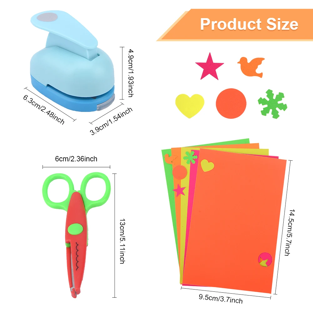 Paper Craft Hole Punch Set para Crianças, Card Making, Nail Decor, Artwork, Scrapbook, Snow Pigeon, Colorido Star Circle, Photo Album, 5pcs