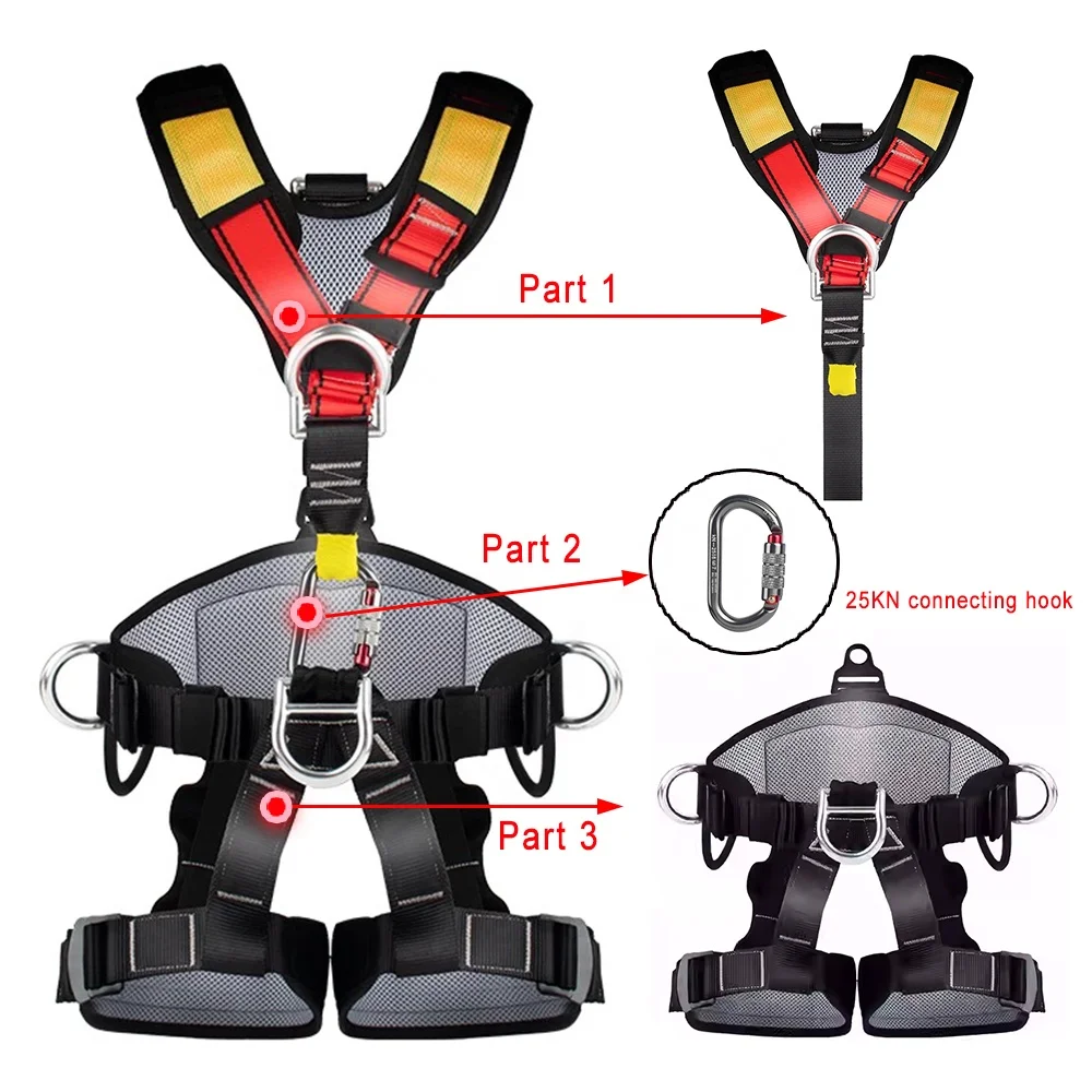 Cintura di sicurezza per tutto il corpo a cinque punti ad alto carico Imbracatura di sicurezza Attrezzatura anticaduta per alpinismo Arrampicata Salvataggio