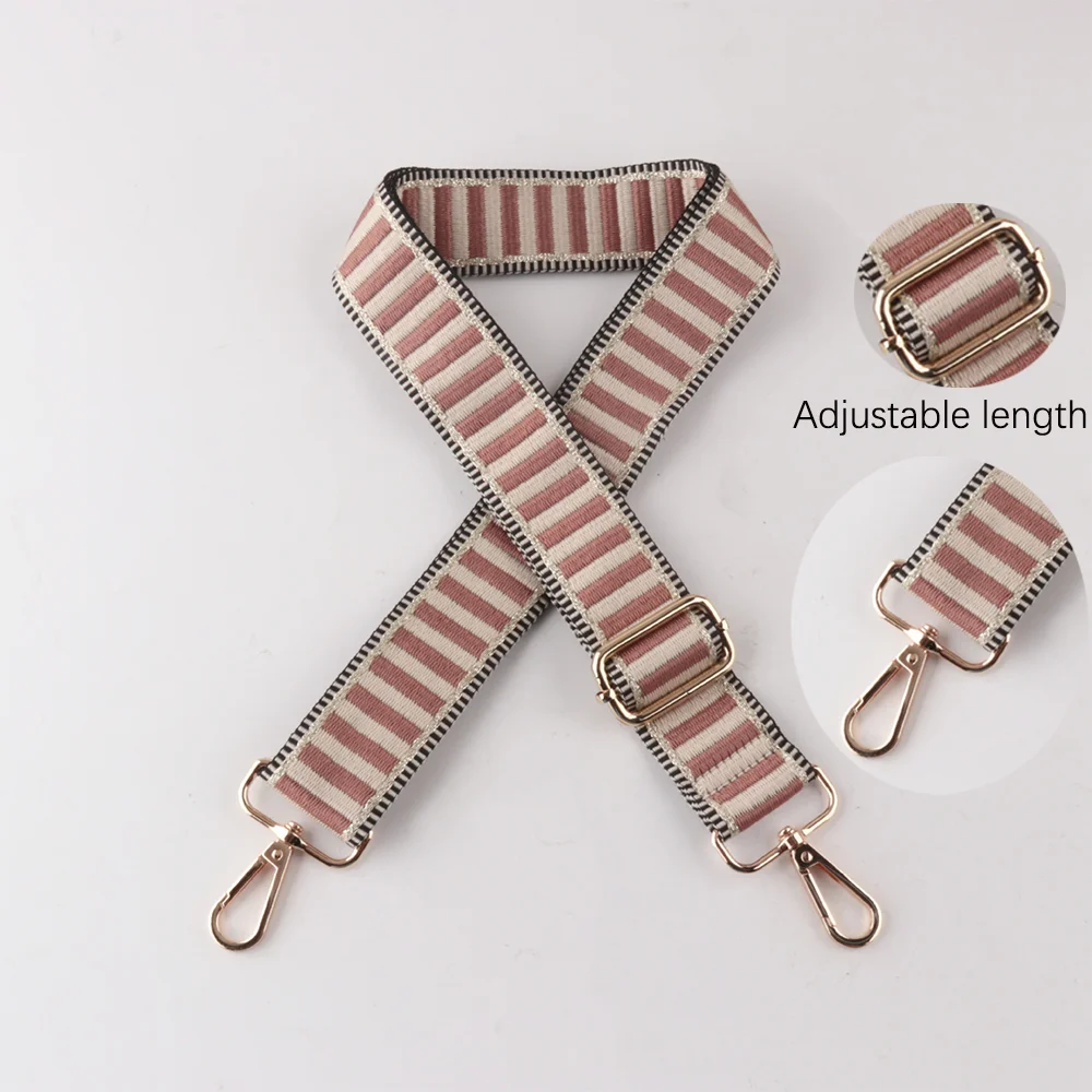 3.8CM New Adjustable Strap Width Women's Crossbody With Colourful Stripe Pattern Diy Thickened Fashion Nylon Bag Carrying Strap