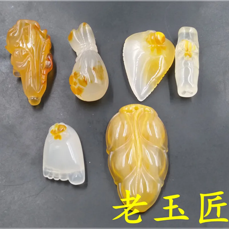 Charming Yellow Money Bag Pendant, Handmade, Featuring A Three-Dimensional Agate Design Symbolizing Contentment And Joy,