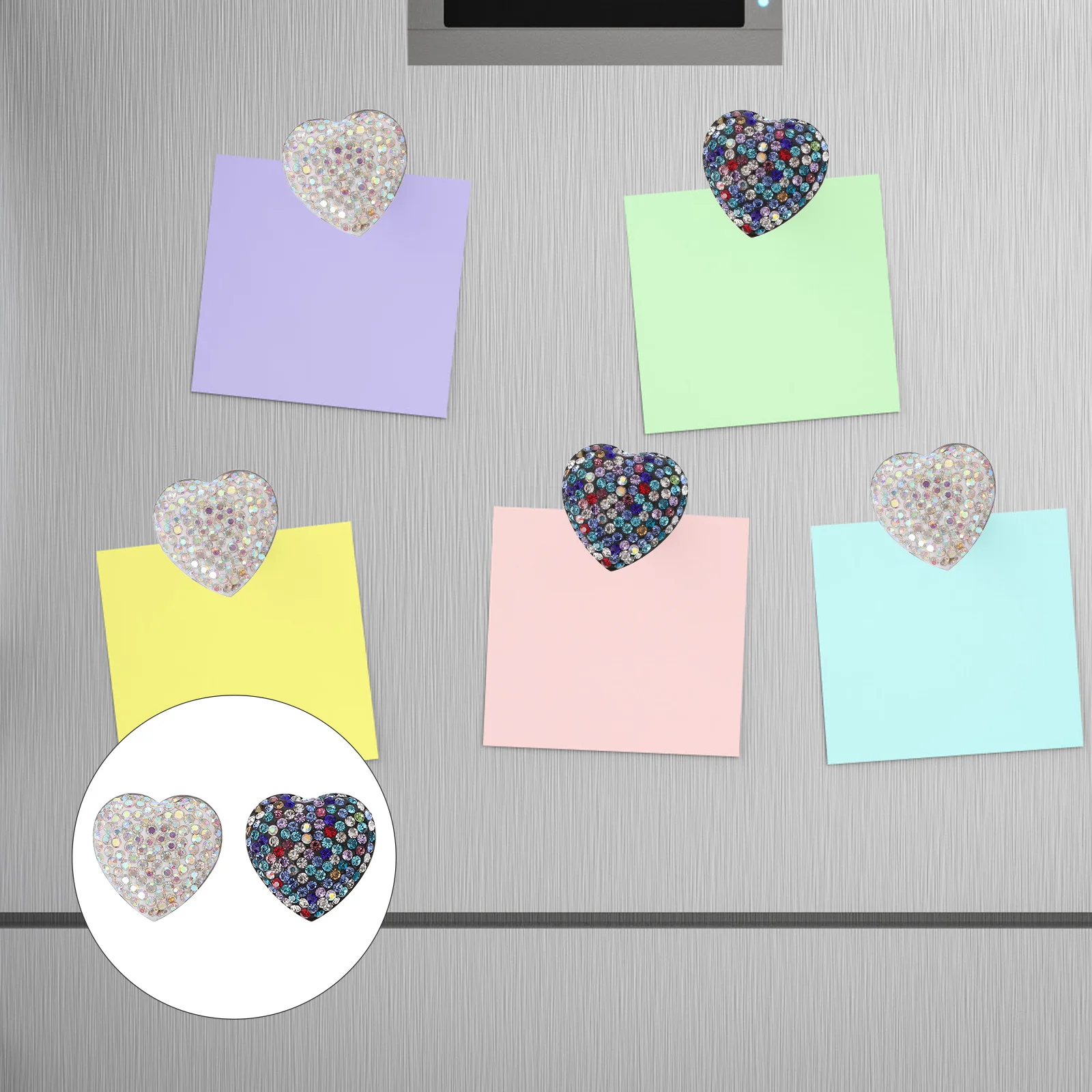 

2Pcs Heart Shape Diamond Fridge Magnet Sticker Stainless Steel Magnetic Decal for Refrigerator Freezer Locker Washing Machine