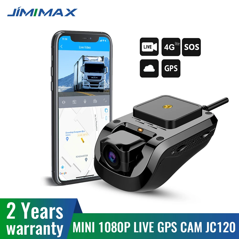 JIMIMAX JC120 Mini Dashcam 4G Live Stream Video Car DVR 1080P GPS Tracking Dashboard Camera SOS Free APP Remote Control Recorder