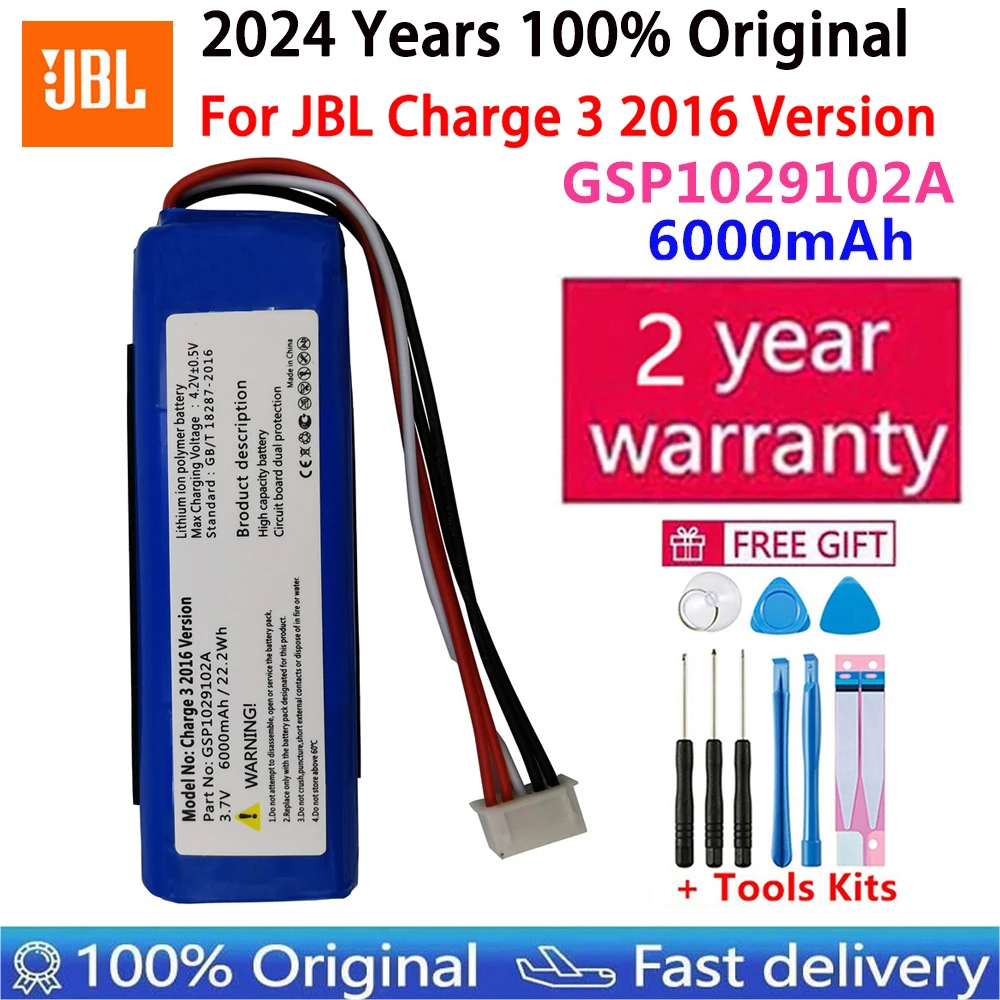 2024 Years New 100% Original Loudspeaker Battery 6000mAh For JBL Charge 3 (2016 Version) GSP1029102A Player Speaker Batteries