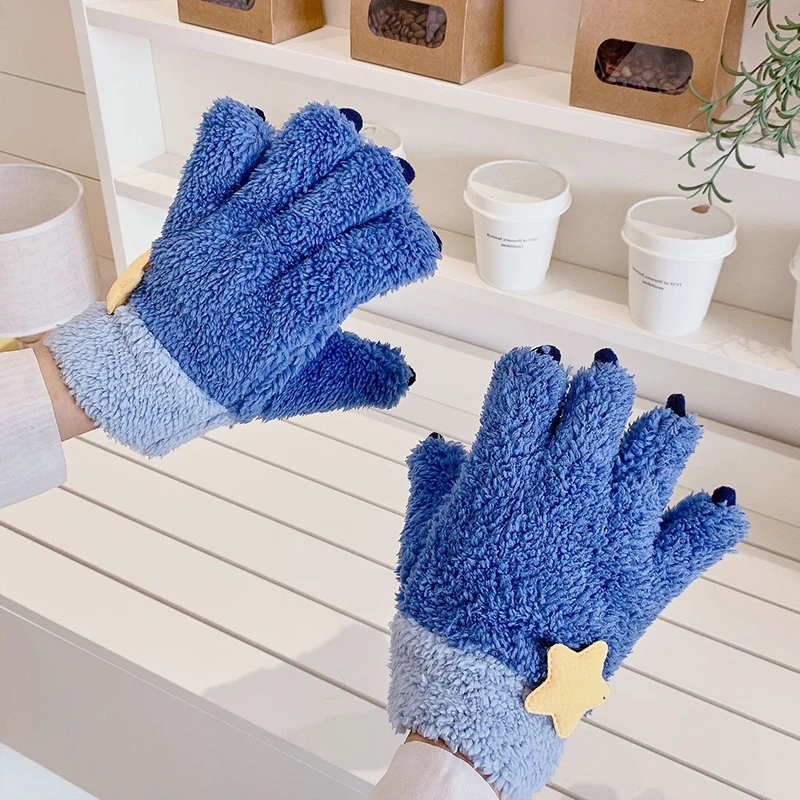 

Lilo and Stitch Gloves Kawaii Winter Cartoon Anime Character Stitch Warm Thick Claw Gloves Cute Dress Up Christmas Gift for Girl