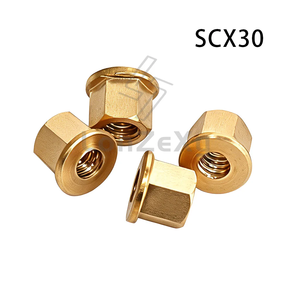 Brass Hex Flange Lock Nut 4PCS Anti-Vibration Wheel Hub Nut For Axial SCX30 1/30 RC Crawler Axle Replacement Fastener