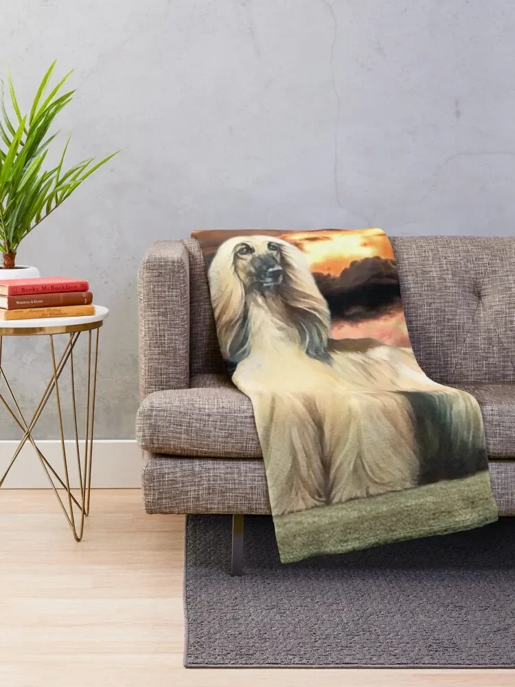 The Majestic Afghan Hound. Masked Gold. Throw Blanket Summer Beddings Luxury Throw Blankets