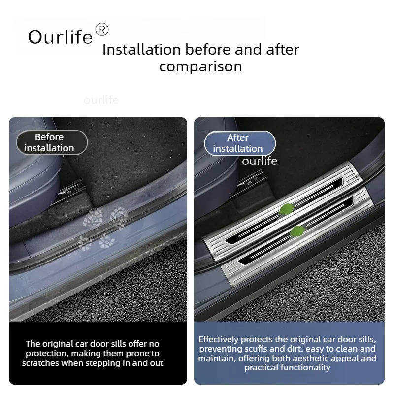 For Leapmotor B03X 2026 2027 Car Door Sill Guards Stainless steel Protector Threshold Trim Cover Auto Interior Accessories