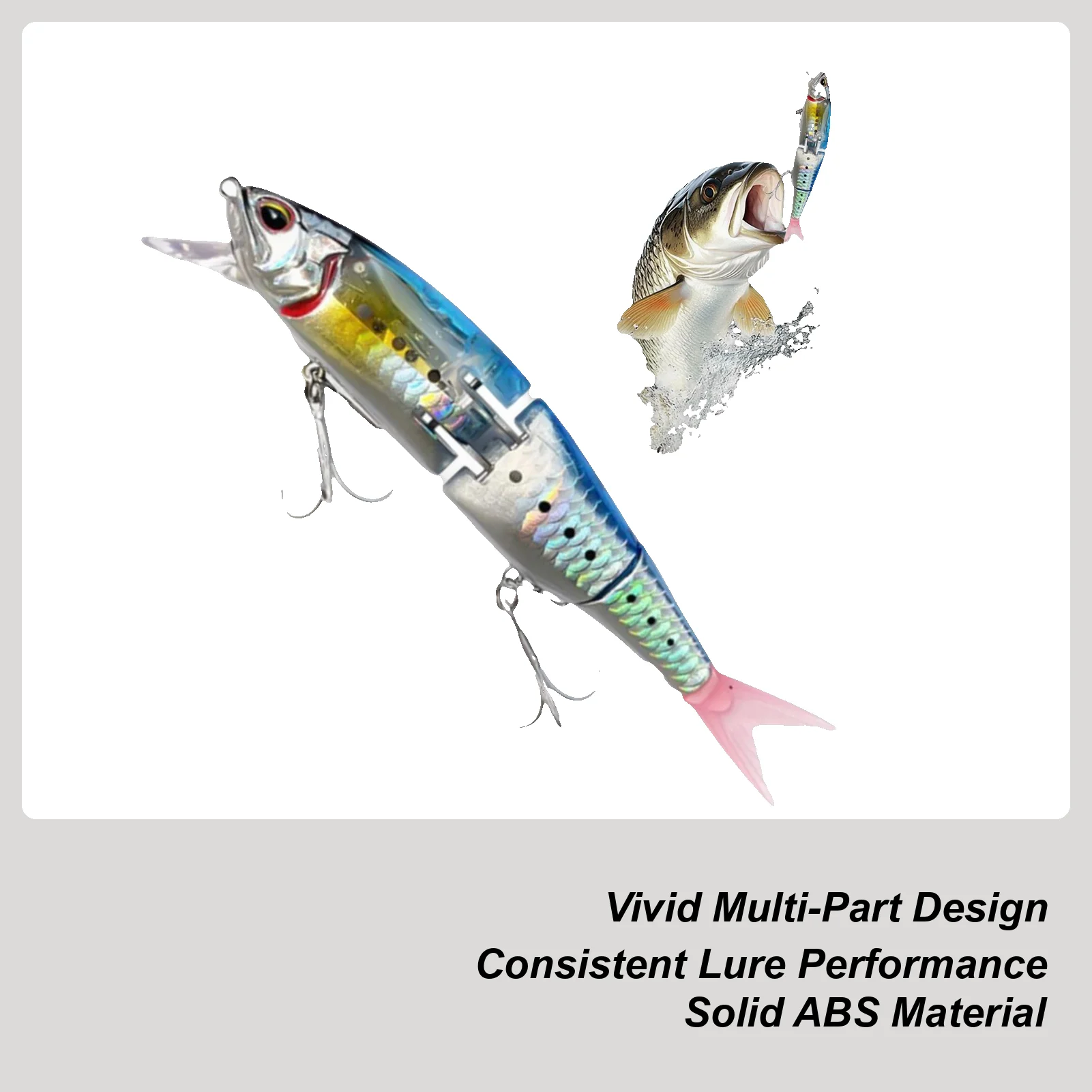 Bass Fishing Lure Multi-section Design Hooks Built-in Glitters Floating Fishing Lures For Women Men Beginner Lover Boat Trolling