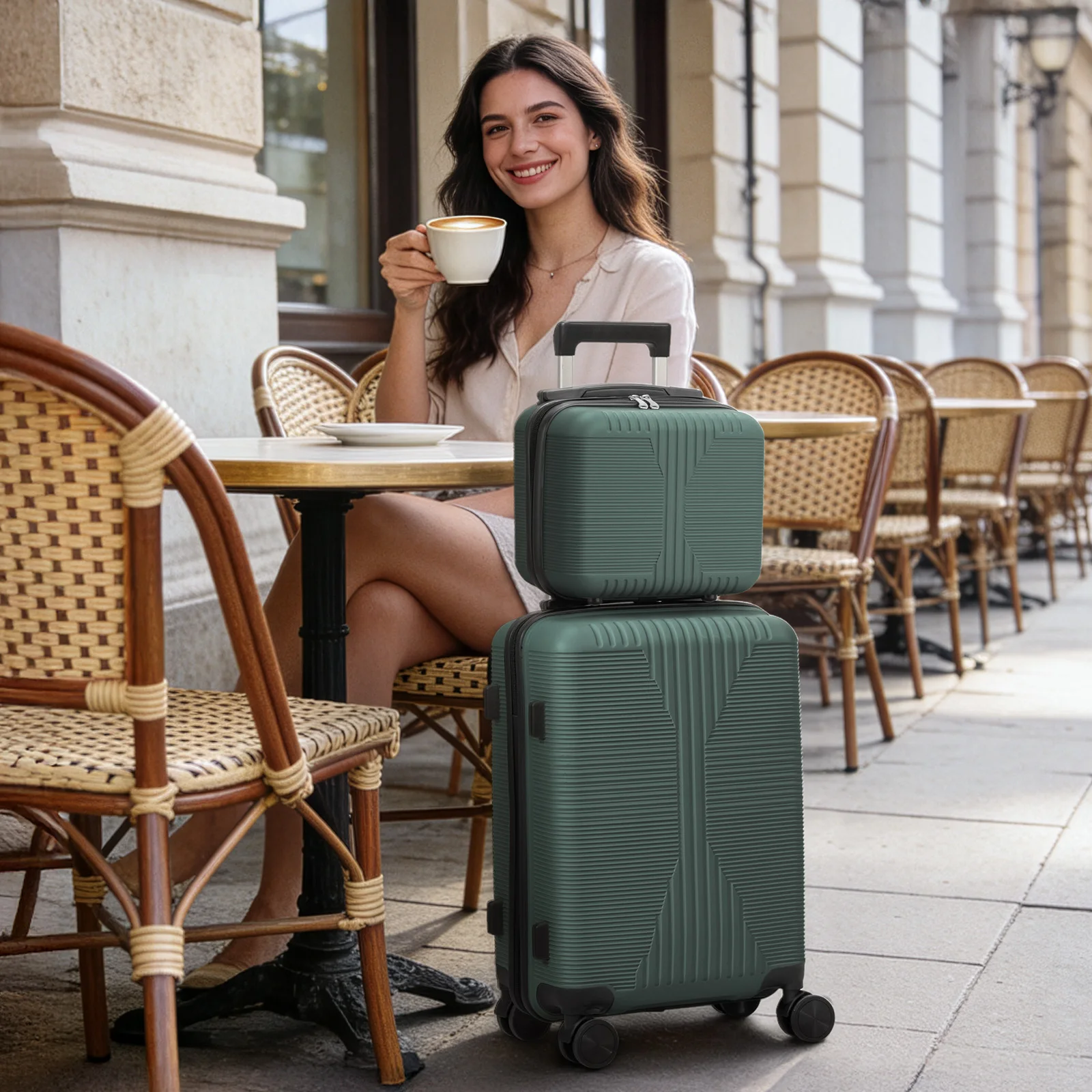 

12/20-inch spinner wheel suitcase/luggage. Made of stylish and durable PP material, perfect for back-to-school season and travel