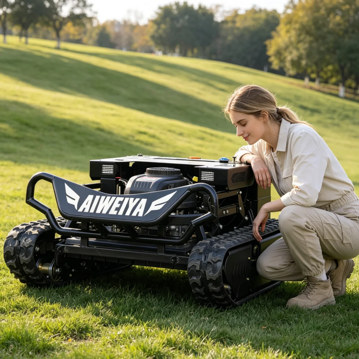 Customized Petrol Robot Lawn Mowers Lawn-Mowing Robotic Lawnmower Without Limitation Cable For Vineyard Orchard