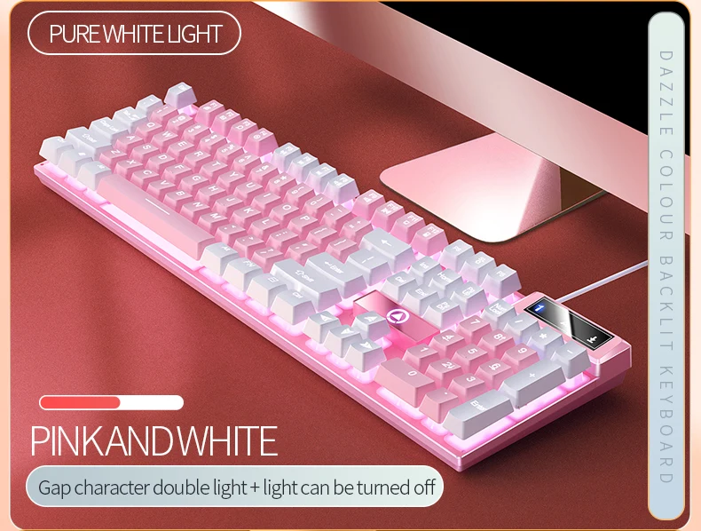 Gaming-Tastatur mit 104-Tasten, kabelgebundene Tastatur, farblich abgestimmt, Hintergrundbeleuchtung, mechanisches Gefühl, Computer-E-Sport-Peripheriegeräte für Desktop-Laptops – Detail 8