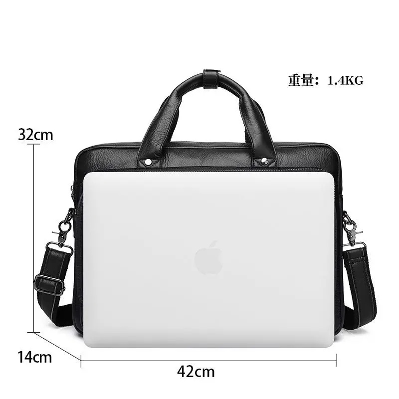 New Business Briefcase 100% Cowhide Men\'s Bag for 16 inch Computer Bag Large Capacity Handbag Leather Shoulder Bag Crossbody Bag