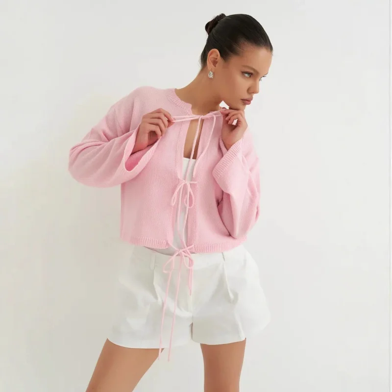 

Новая мода женский кардиган на шнуровке