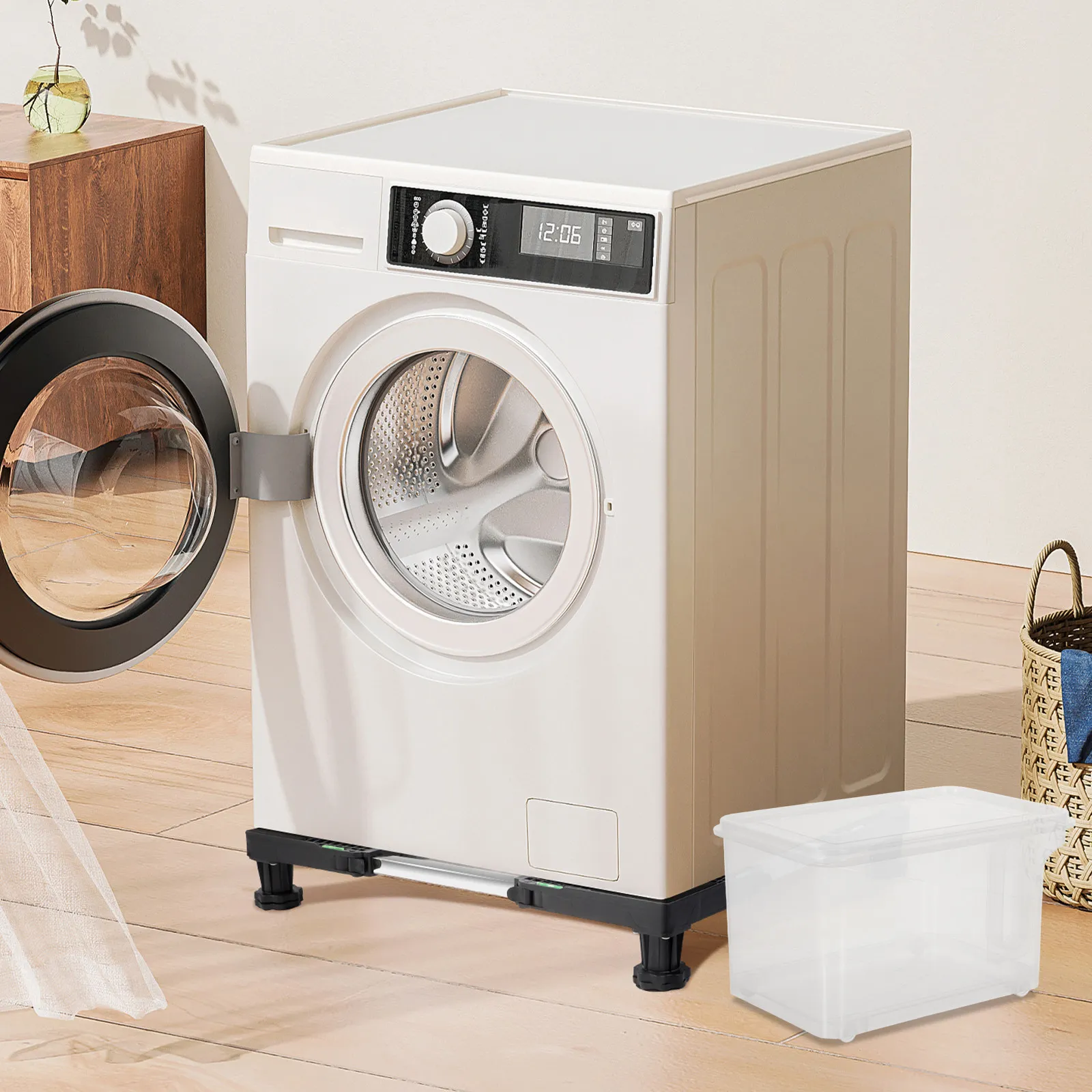 Laundry Detergent Container Plastic Powder Storage Bin Airtight Lid Dryer Sheet Holder for Washroom Organization 6.9x5.7x4.3 view 6