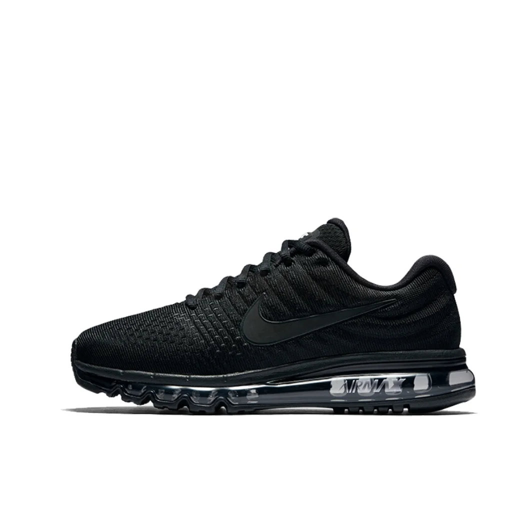 Nike novo air max 2017 baixo tênis masculino e feminino na moda sapatos casuais confortáveis e vestíveis tênis preto sólido