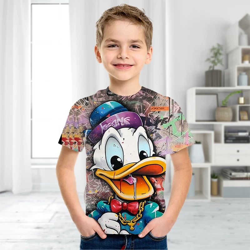 3D Disney Donald Duck Graphic Printed Summer Children‘s TShirts Fashion Cartoon Tees Casual Streetwear Trendy Boy Girl Tees Tops