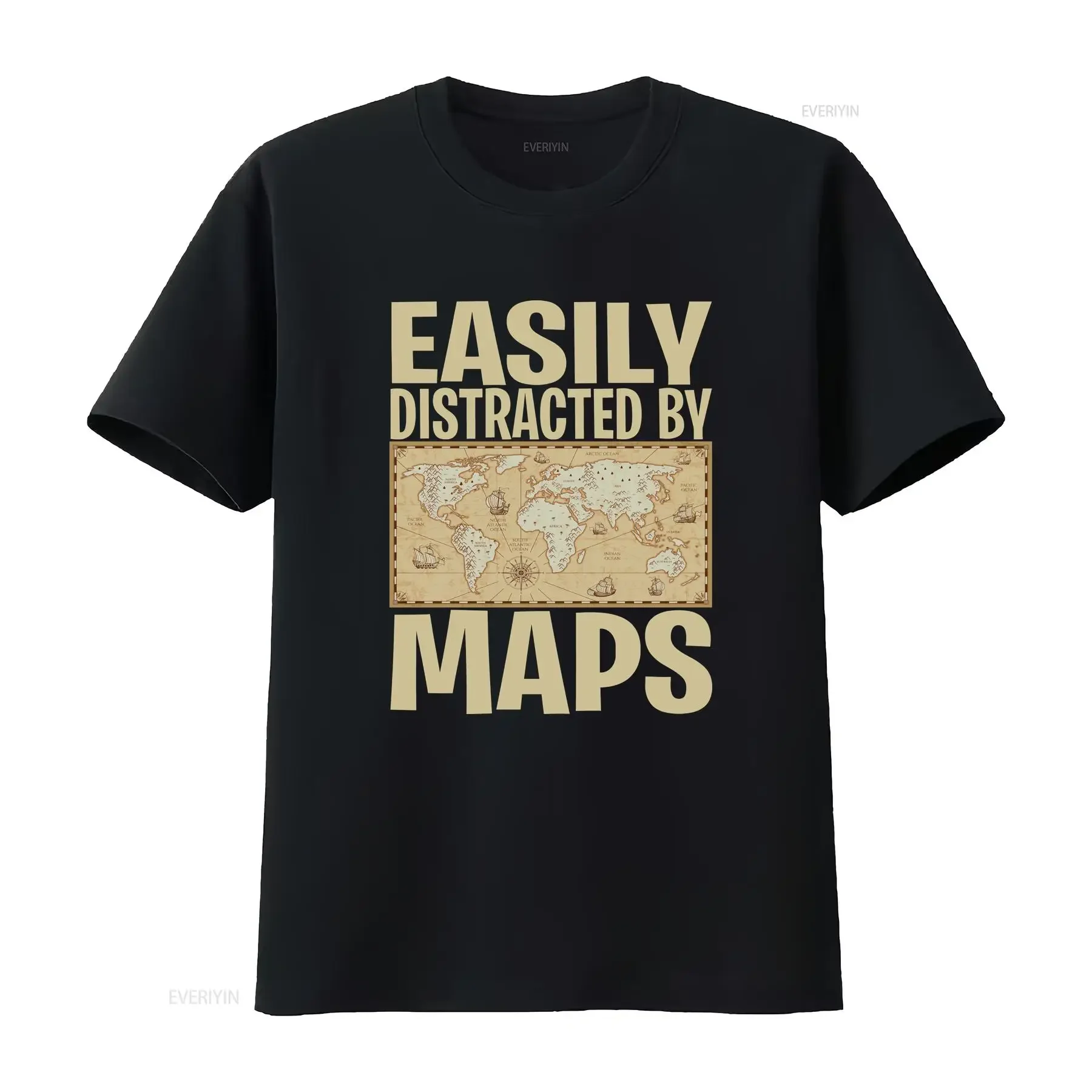 Funny Geography Teacher Easily Distracted By Maps T Shirt S 3XL vintage Washed fashion homme streetwear graphic Casual Stylish