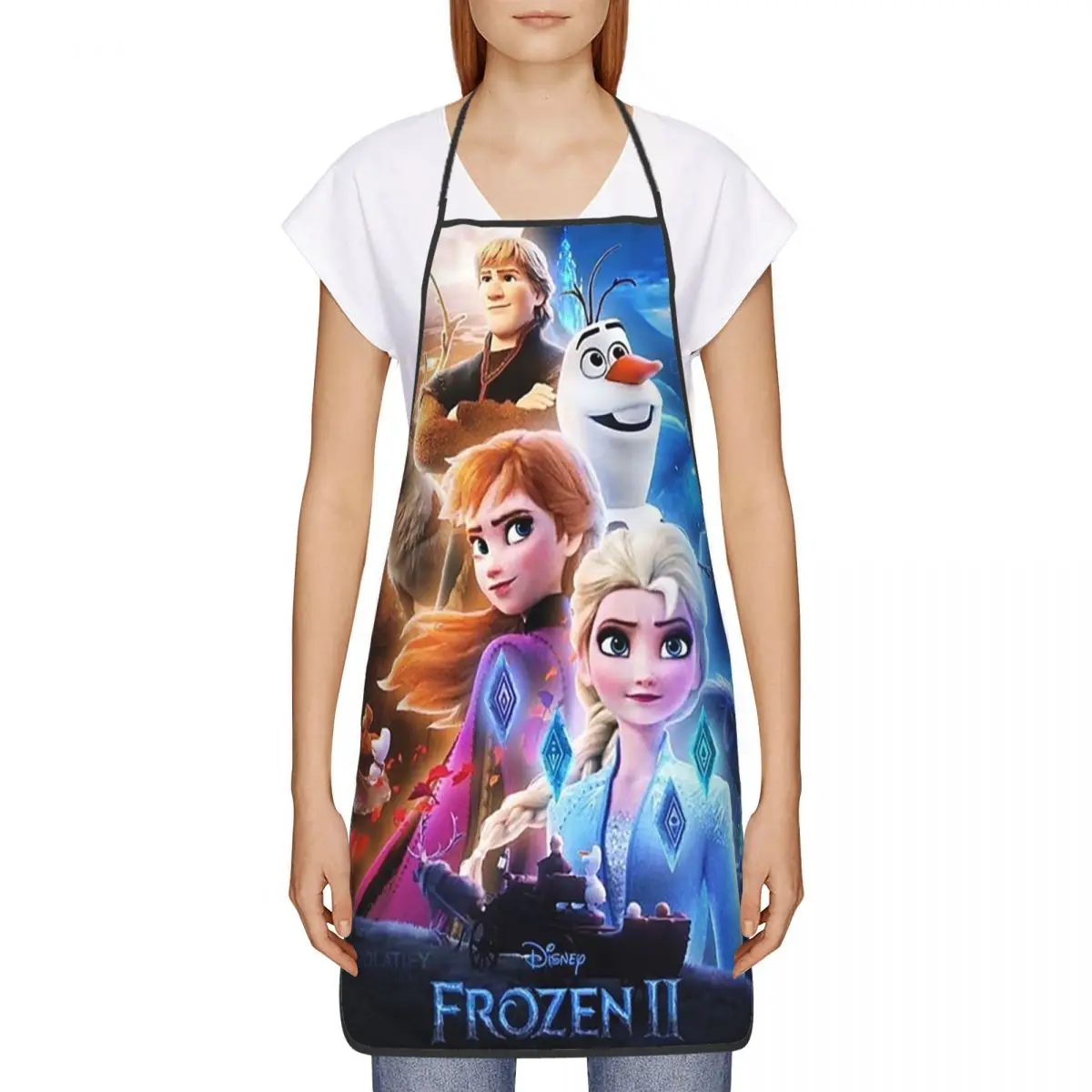 Custom Animated Movie Frozen Apron for Women Men Cartoon Adult Unisex Kitchen Chef Bib Tablier Cuisine Cooking Baking Gardening