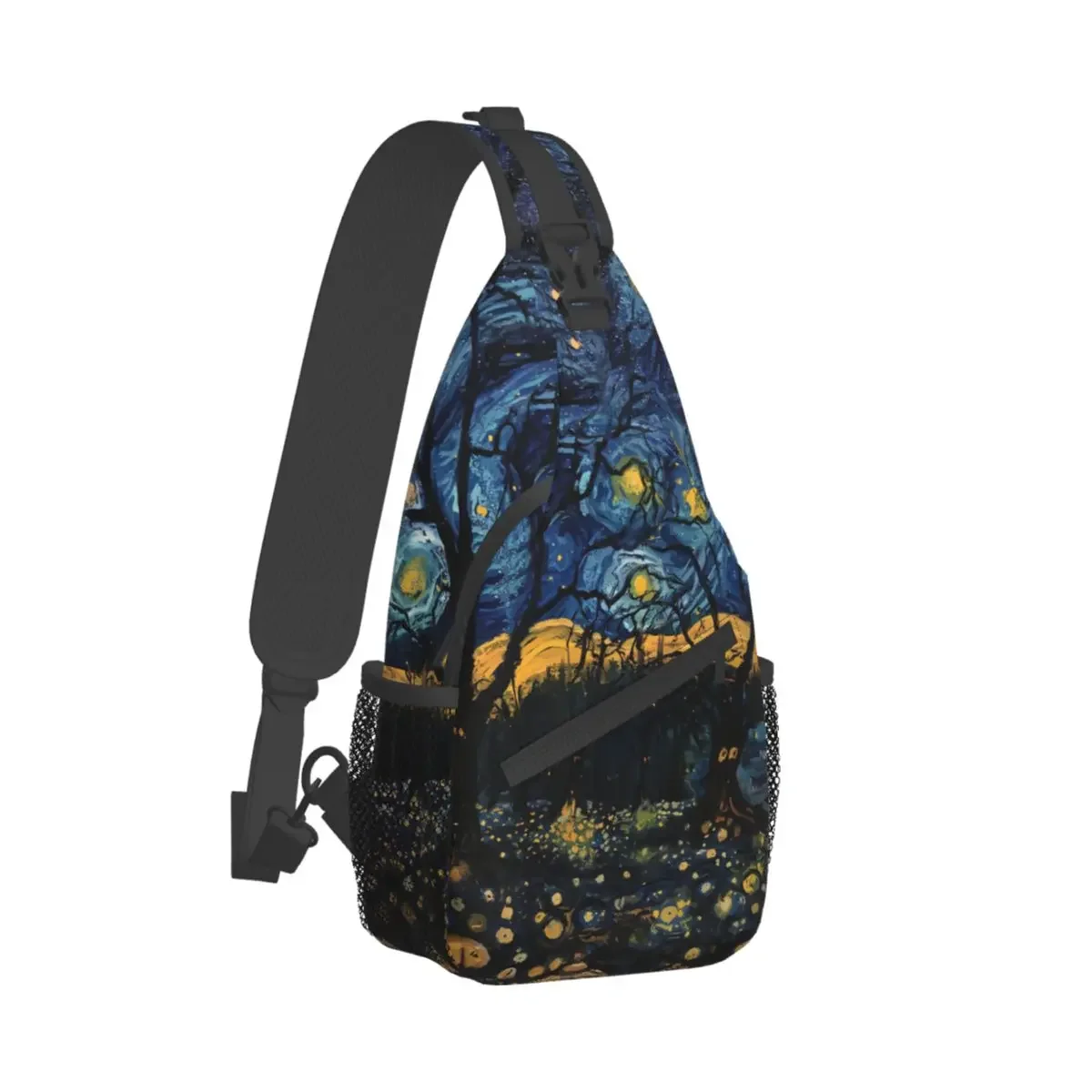 Oil Painting Crossbody Bag Sports Starry Nigh With Tree Chest Bag Unisex Women Man Fashion Shoulder Backpacks Travel