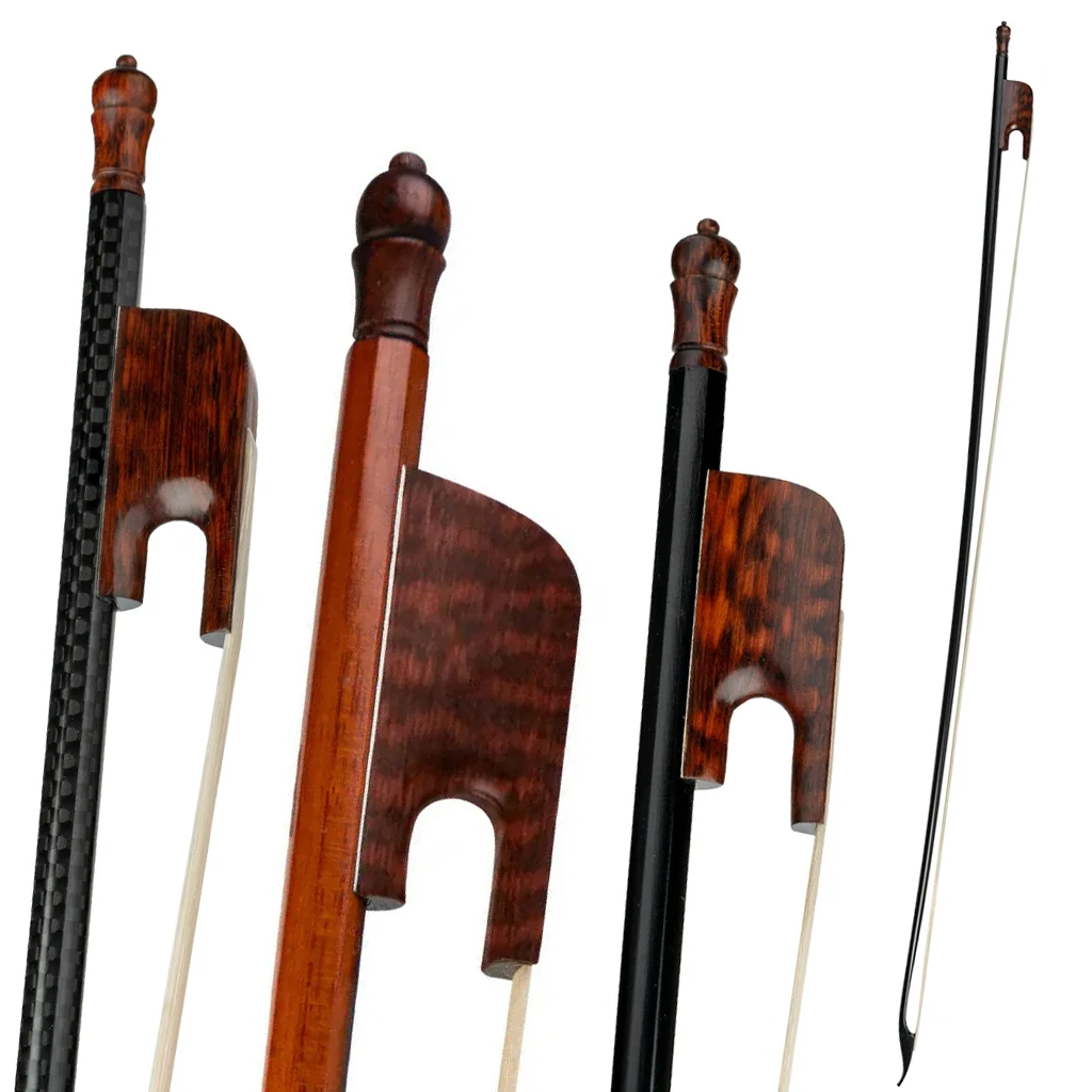 

Baroque Fiddle Bow 4/4 Handmade Pernambuco Stick with Snakewood Frog Black Carbon Fiber Well-Balanced Horsehair