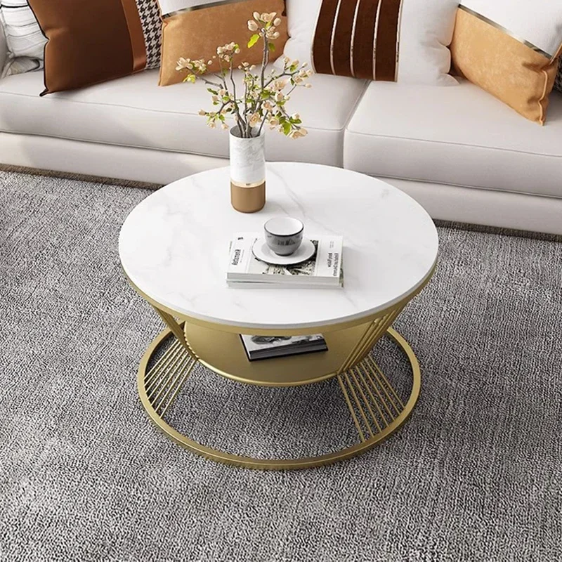 Light Luxury movable center small metal simple round nordic portable modern coffee tables for living room bed side table bedroom