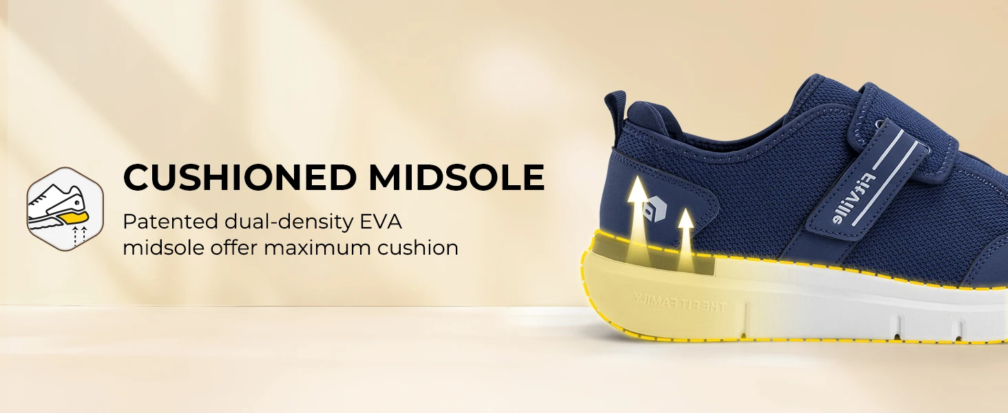 FitVille Diabetic Shoes for Men Extra Wide, Hook and Loop Walking Shoes for Elderly for Swollen Feet Foot Pain Relief Neuropathy