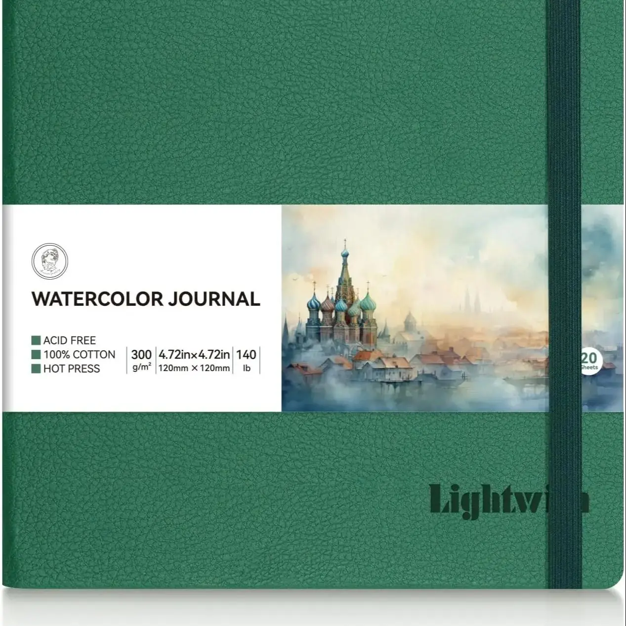 Lightwish Watercolour Journal, 100% bawełniany papier akwarelowy, 20 arkuszy bezkwasowego albumu do rysowania w technice mieszanej — zdjęcie produktu 7