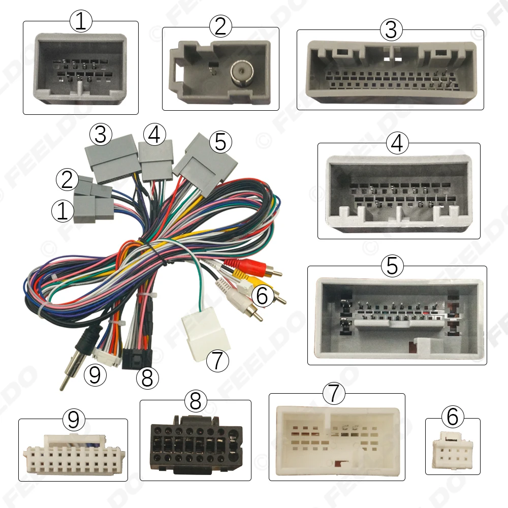 FEELDO Car Audio 16pin Wiring Harness Wire cable For Honda Elysion 2012/2015 Stereo Installation Wire Adapter