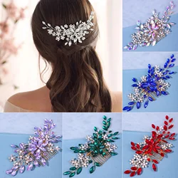 Women's Crystal Pearl Hair Comb Rhinestone Flower Leaf Hairpin Bridal Wedding Headband Tiara - Jewelry Comb Pin Accessory