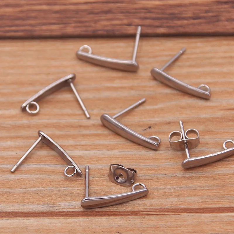 20Pcs 15X11mm Stainless Steel Rectangle Cabochon+Earmuffs Blanks Diy Post Stud Earrings Base Settings For Jewelry Making