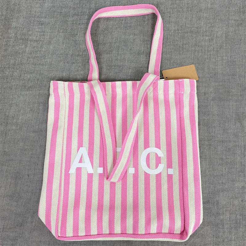 

Fashion Simple Striped Canvas Bag Ladies Portable Large Capacity Casual Totes Letter Printing Shoulder Messenger Bags