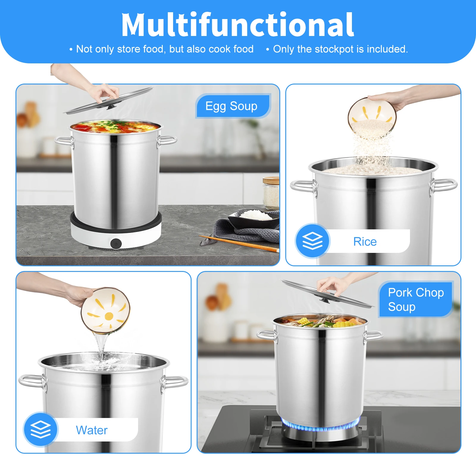 

35L Stainless Steel Bucket with Lid, Multi-functional Container for Storing Various Liquid / Solid Items