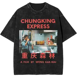 Printed Chungking Express Wong Kar Wai Washed Shirts Outfit Harajuku T-Shirts for Men Women Tee