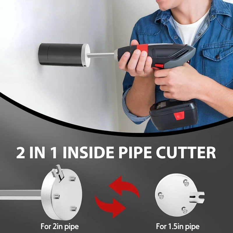 Inside Pipe Cutter For 1-1/2 Inch And 2Inch Schedule 40 Pipe,7 Inch Cutting Depth Internal PVC Pipe Cutter Plumbing Tool