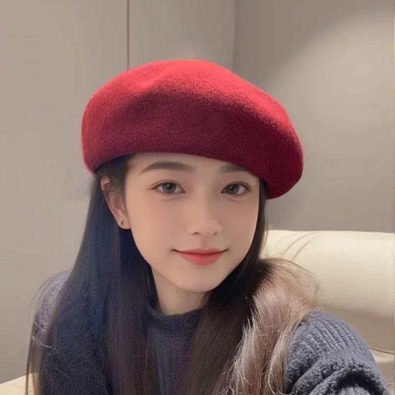 Autumn Classic French Wool Beret Hat For Women Vintage Solid Color Soft Best Matched Warm Winter Bonnet Painter Cap Lady Gift