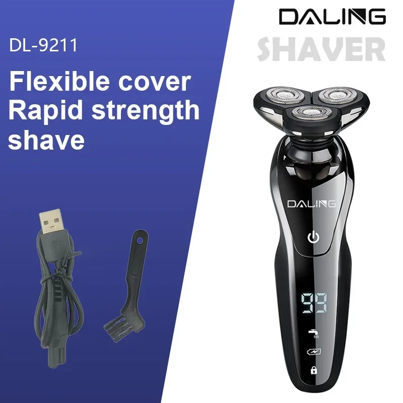 DALING DL-9211 New rechargeable household professional rotary shaver with LCD digital display and USB charging